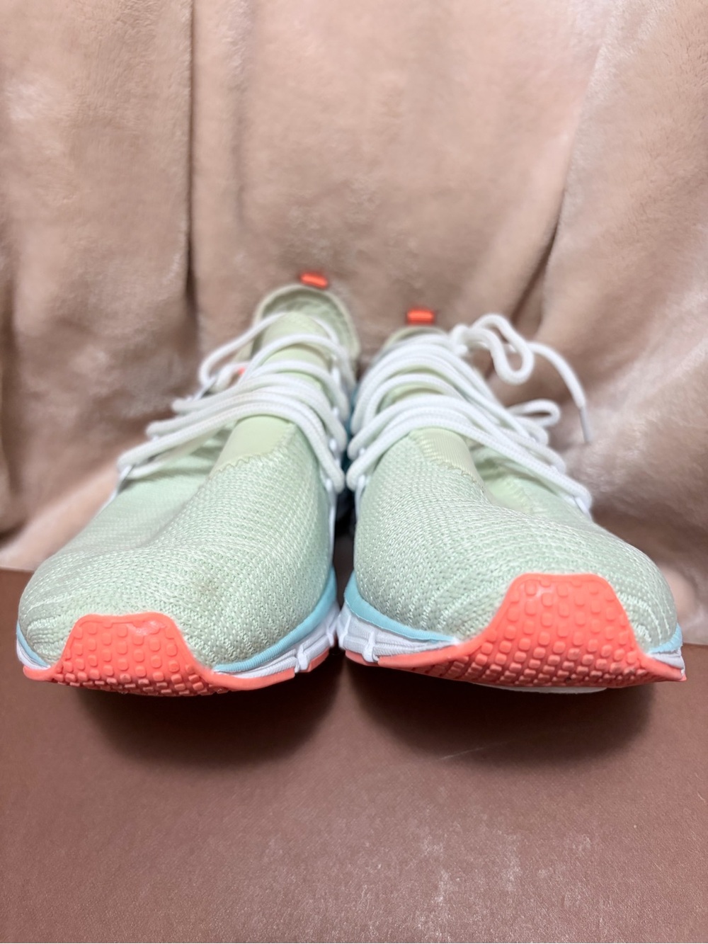 Reebok Mint Green and Light Blue Sneakers with Orange Heel Tab - Picture 3 of 5